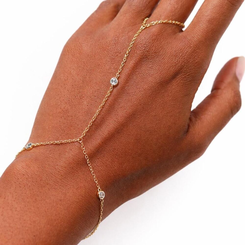 minimal gold hand chain D28